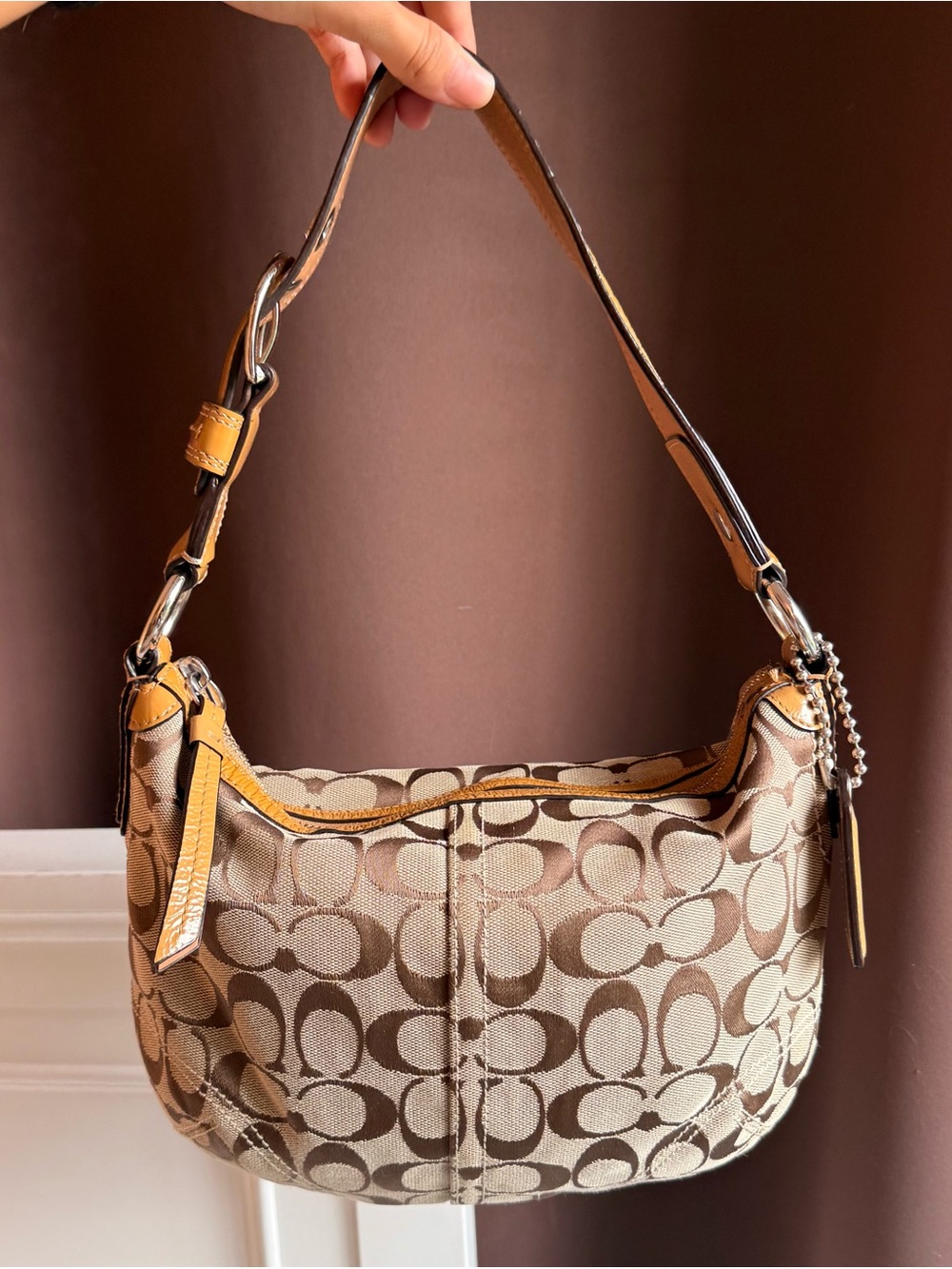 Vintage Coach soho monogram hobo crescent bag